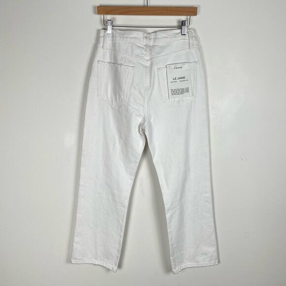 Frame Le Jane Crop Distressed Straight-Leg Jean 27 White Rumpled Blanc Destruct - Picture 5 of 15